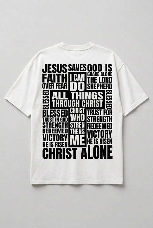 All Things Tee Back - Black Cross White Text